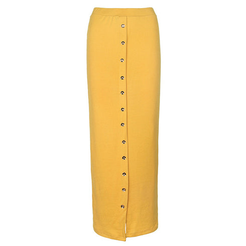 Half-Length Skirt Muslim Button Ladies Pencil Skirt - ROUTINE FASHION